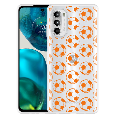 Cazy Hoesje geschikt voor Motorola Moto G52 - Orange Soccer Balls