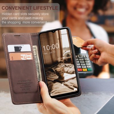 Samsung Galaxy A14 4G/5G Hoesje - CASEME Retro Telefoonhoesje met Portemonnee - Coffee