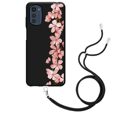 Cazy Hoesje met Koord Zwart geschikt voor Motorola Moto E32s - Flower Branch