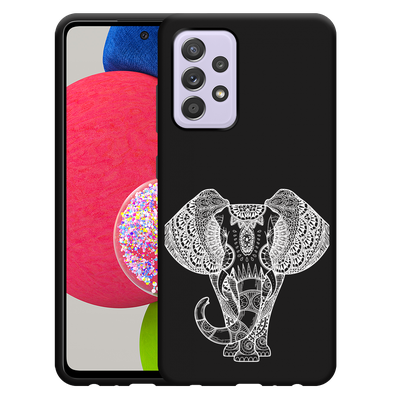 Cazy Hoesje Zwart geschikt voor Samsung Galaxy A52/A52s - Mandala Elephant