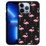 Hoesje Zwart geschikt voor iPhone 13 Pro - Flamingo