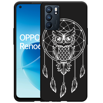 Cazy Hoesje Zwart geschikt voor Oppo Reno6 5G - Dream Owl Mandala