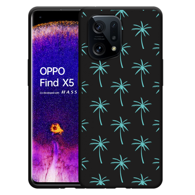 Cazy Hoesje Zwart geschikt voor Oppo Find X5 - Palmbomen