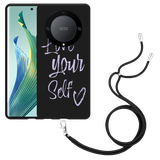 Hoesje met koord Zwart geschikt voor Honor Magic5 Lite Love Yourself