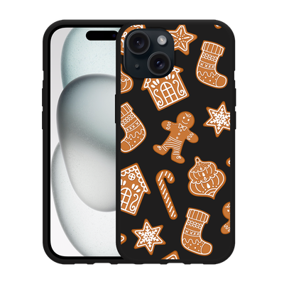 Cazy Hoesje Zwart geschikt voor iphone 15 Christmas Cookies