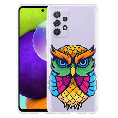 Cazy Hoesje geschikt voor Samsung Galaxy A52s - Colorful Owl Artwork