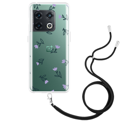Cazy Hoesje met Koord geschikt voor OnePlus 10 Pro - Paarse Bloemen