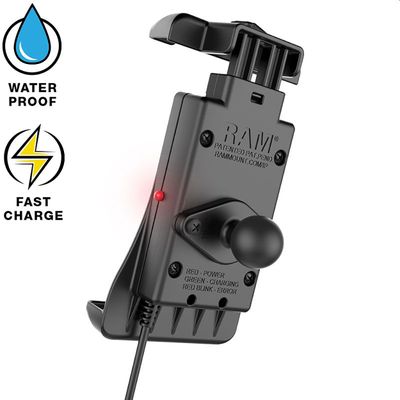 RAM Mounts RAM® Quick-Grip Waterproof Wireless Charging Mount + Voeding - Ball Size B (black)