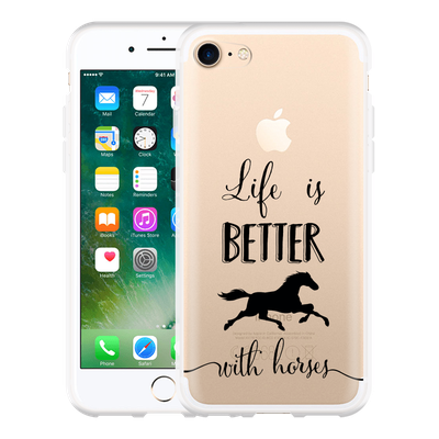 Cazy Hoesje geschikt voor iPhone 7 - Life is Better with Horses