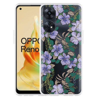 Cazy Hoesje geschikt voor Oppo Reno8 T 4G Purple Flowers