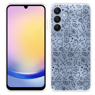 Cazy Hoesje geschikt voor Samsung Galaxy A25 Tattoo Zwart