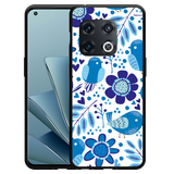 Hoesje Zwart geschikt voor OnePlus 10 Pro - Blue Bird and Flower
