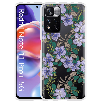 Cazy Hoesje geschikt voor Xiaomi Redmi Note 11 Pro+ - Purple Flowers