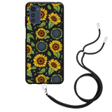 Hoesje met Koord Zwart geschikt voor Motorola Moto E32s - Sunflowers