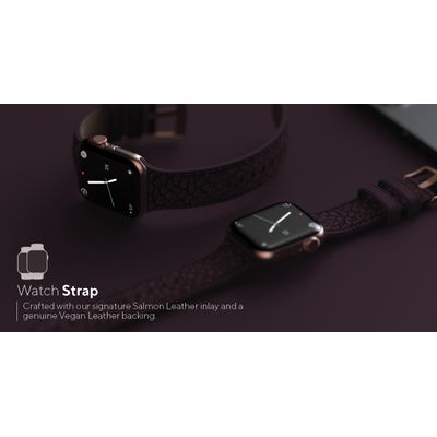 Njord Collections Zalm Leder Smartwatchband geschikt voor Apple Watch 40mm/41mm - Paars