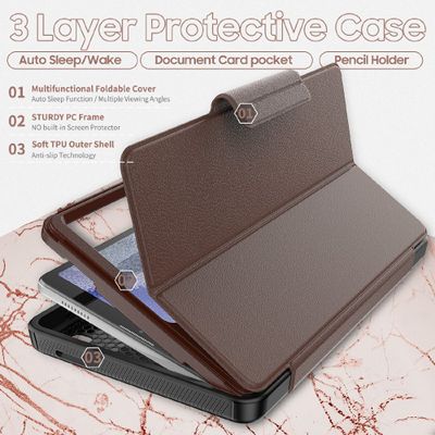 Cazy Hoes geschikt voor Samsung Galaxy Tab A7 Lite - Magnetische Book Case met Penhouder - Bruin