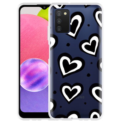 Cazy Hoesje geschikt voor Samsung Galaxy A03s - Watercolor Hearts