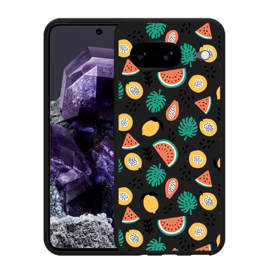 Cazy Hoesje Zwart geschikt voor Google Pixel 8 Tropical Fruit