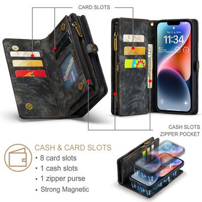 Caseme Case iPhone 15 - Multifunctional Wallet - Black