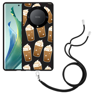 Cazy Hoesje met koord Zwart geschikt voor Honor Magic5 Lite Frappuccino's