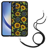 Hoesje met koord Zwart geschikt voor Samsung Galaxy A34 Sunflowers