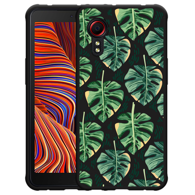 Cazy Hoesje Zwart geschikt voor Samsung Galaxy Xcover 5 - Palm Leaves Large