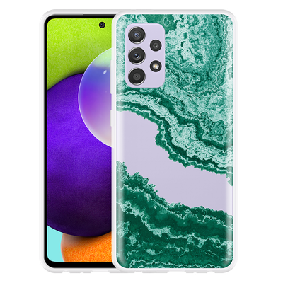 Cazy Hoesje geschikt voor Samsung Galaxy A52 5G - Turquoise Marble Art