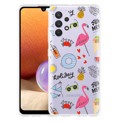 Cazy Hoesje geschikt voor Samsung Galaxy A32 4G - Summer Flamingo