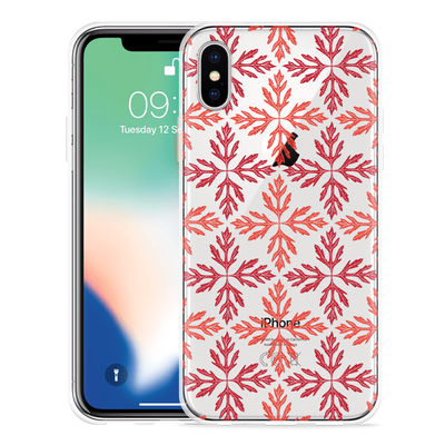 Cazy Hoesje geschikt voor iPhone Xs - Red Leaves Pattern