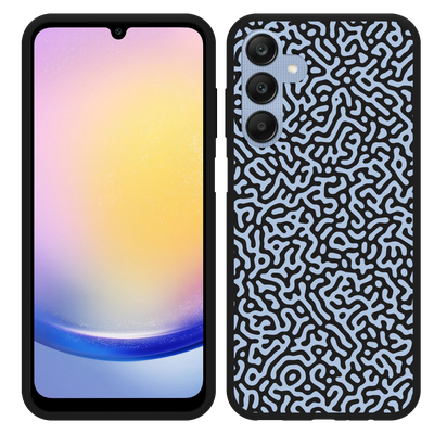 Cazy Hoesje Zwart geschikt voor Samsung Galaxy A25 Blauwe Doodle