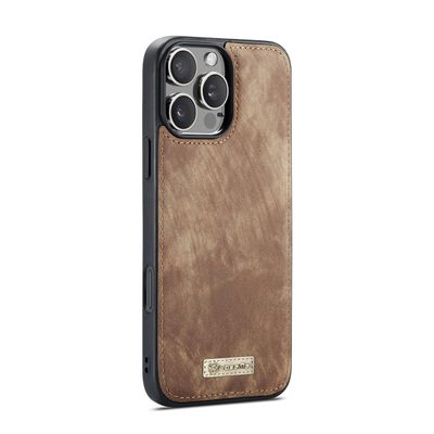 Caseme Hoesje geschikt voor iPhone 16 Pro - Luxe Leren Portemonnee Hoesje - Bruin