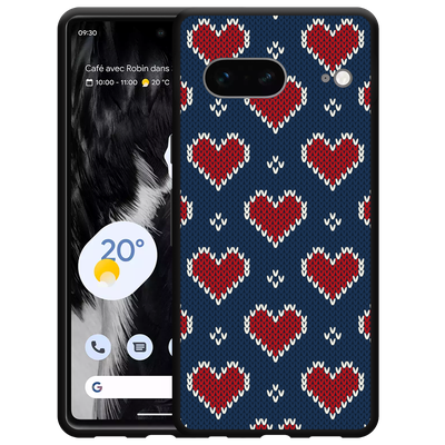 Cazy Hoesje Zwart geschikt voor Google Pixel 7 - Gebreide Hartjes