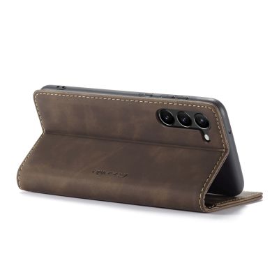 Caseme Hoesje geschikt voor Samsung Galaxy S23 - Retro Wallet Case - Coffee