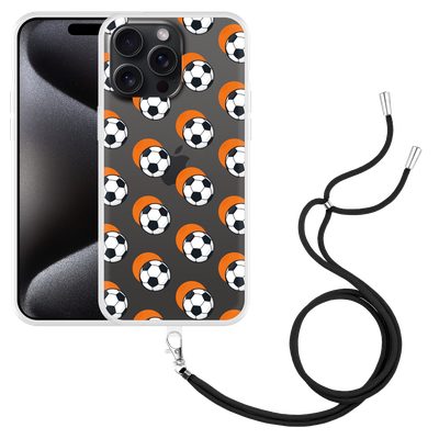 Cazy Hoesje met koord geschikt voor iPhone 15 Pro Max Soccer Ball Orange