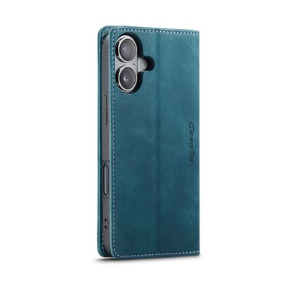 Caseme Hoesje geschikt voor iPhone 16 - Retro Wallet Case - Blauw