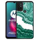 Hardcase hoesje geschikt voor Motorola Moto G10 - Turquoise Marble Art