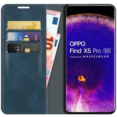 Cazy Wallet Magnetic Hoesje geschikt voor Oppo Find X5 Pro - Blauw