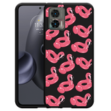 Hoesje Zwart geschikt voor Motorola Edge 30 Neo - Inflatable Flamingos