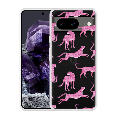 Cazy Hoesje geschikt voor Google Pixel 8 Roze Cheeta's