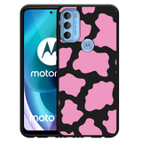 Hoesje Zwart geschikt voor Motorola Moto G71 - Roze Koeienvlekken