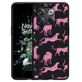Hoesje Zwart geschikt voor OnePlus 10T - Roze Cheeta's
