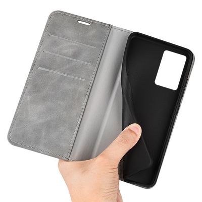 Cazy Wallet Magnetic Hoesje geschikt voor Oppo A57 - Grijs