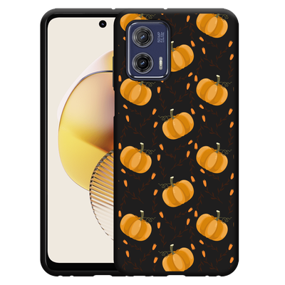 Cazy Hoesje Zwart geschikt voor Motorola Moto G73 Pumpkins