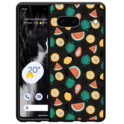 Cazy Hoesje Zwart geschikt voor Google Pixel 7 - Tropical Fruit