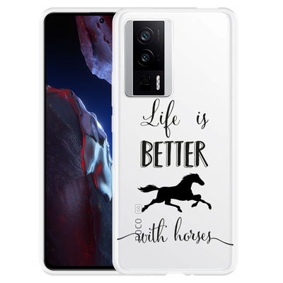 Cazy Hoesje geschikt voor Poco F5 Pro Life is Better with Horses