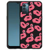 Hoesje Zwart geschikt voor Nokia G11/G21 - Inflatable Flamingos