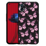 Hoesje Zwart geschikt voor Nothing Phone (1) - Roze Vlinders