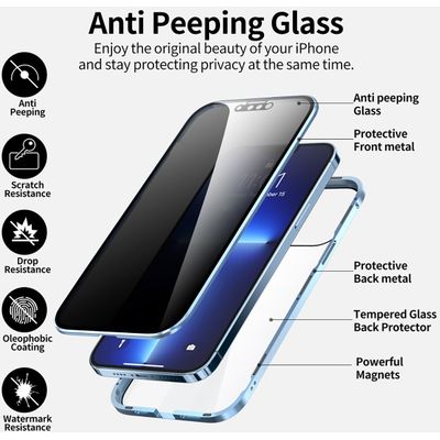 Cazy Magnetic Glass Privacy Hoesje geschikt voor iPhone 13 Pro Max - Zwart