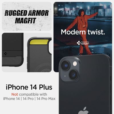 Hoesje geschikt voor iPhone 14 Plus - Spigen Rugged Armor Mag Case Magfit - Zwart