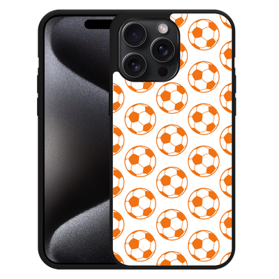Cazy Hardcase Hoesje geschikt voor iPhone 15 Pro Max Orange Soccer Balls